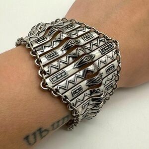 MODA Vintage style silver plated articulated chain bracelet